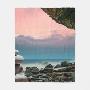 Feng shui stones coast spirituality fleece blanket