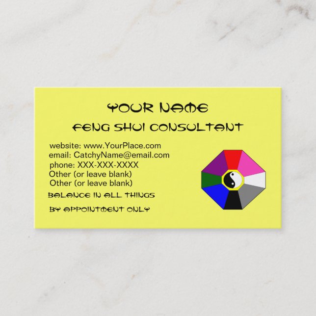 Feng Shui (version 2) - modèle de carte de visite (Devant)