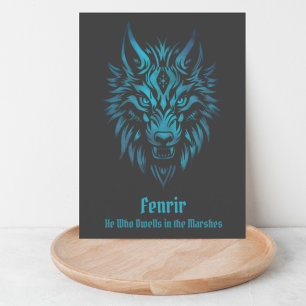 Fenir Fenris nordic Wolf face blue Postcard