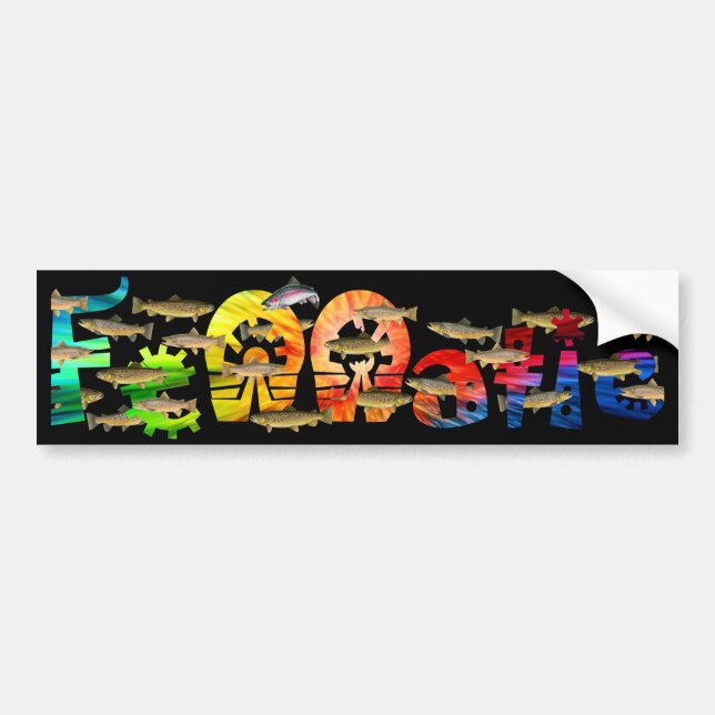 Fennatic Brown Treasure Trout in Black Bumper Sticker (Front)