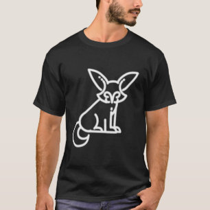 Fennec Fox Animal Badge Patch Line Art Icon Outlin T-Shirt
