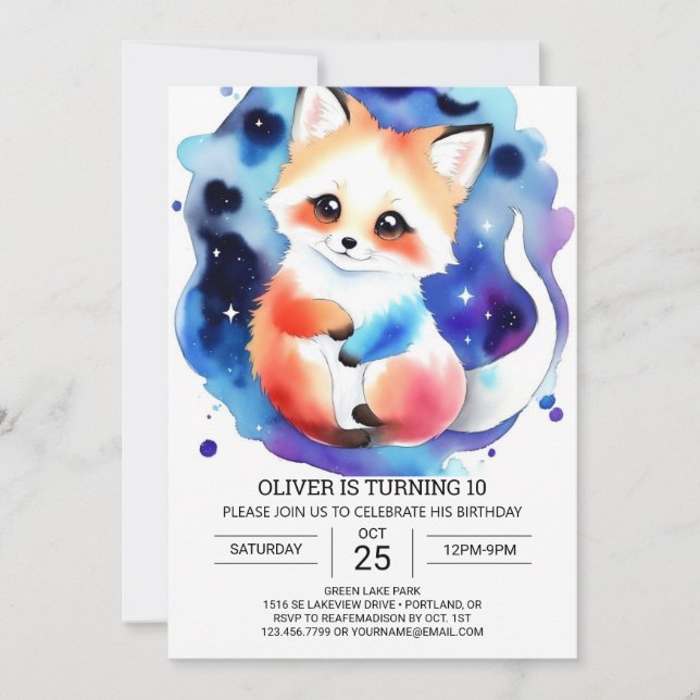 Fennec Fox Birthday Extravaganza Invitation (Front)