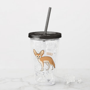 Fennec fox cartoon illustration  acrylic tumbler