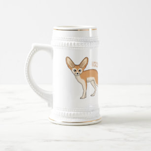 Fennec fox cartoon illustration beer stein