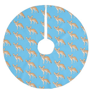 Fennec fox cartoon illustration brushed polyester tree skirt