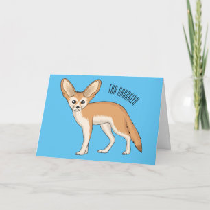 Fennec fox cartoon illustration card
