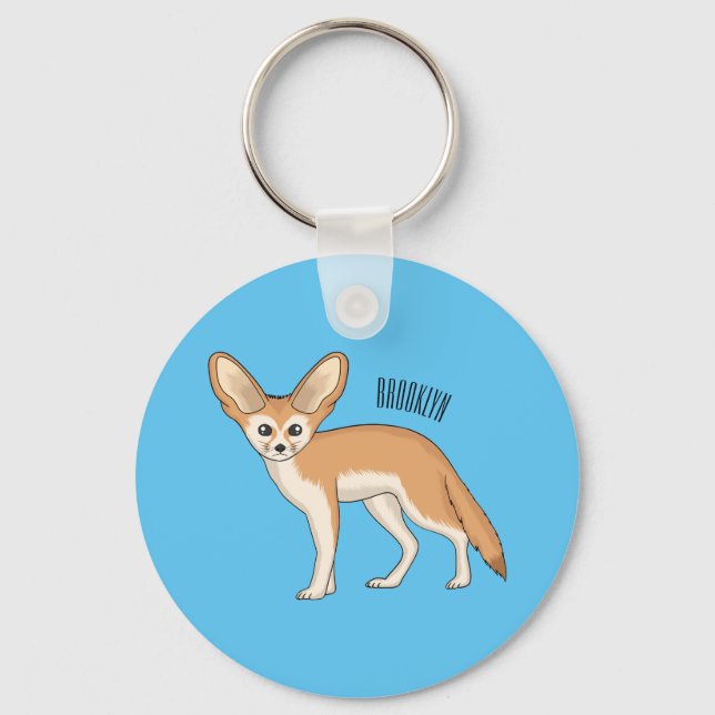 Fennec fox cartoon illustration  keychain (Front)