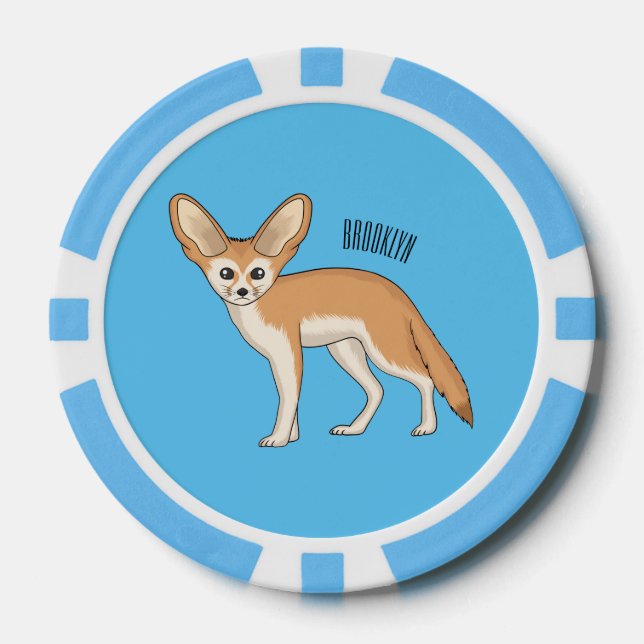 Fennec fox cartoon illustration  poker chips (Front)