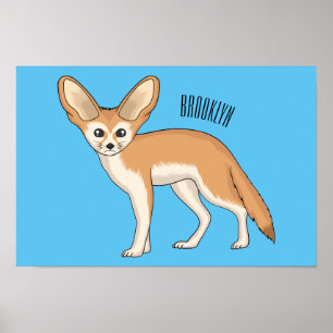 Fennec fox cartoon illustration poster