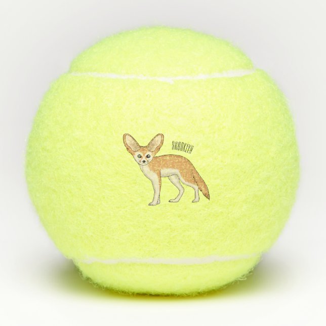 Fennec fox cartoon illustration tennis balls (Front)