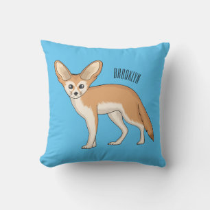 Fennec fox cartoon illustration throw pillow