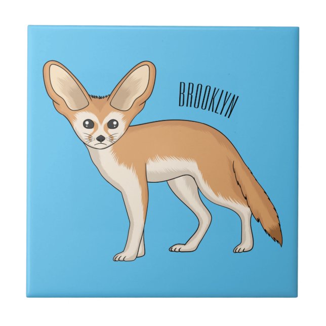 Fennec fox cartoon illustration tile (Front)
