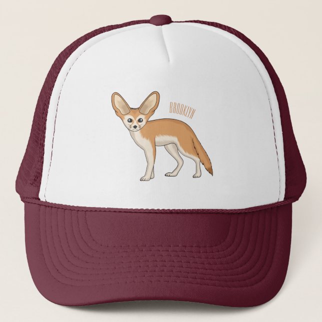 Fennec fox cartoon illustration  trucker hat (Front)