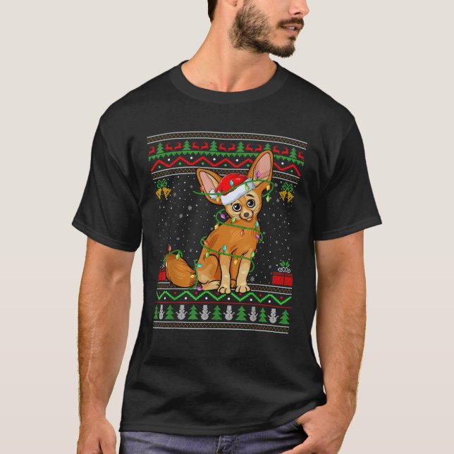 Fennec Fox Christmas Lights Santa Ugly Sweater Xma (Front)