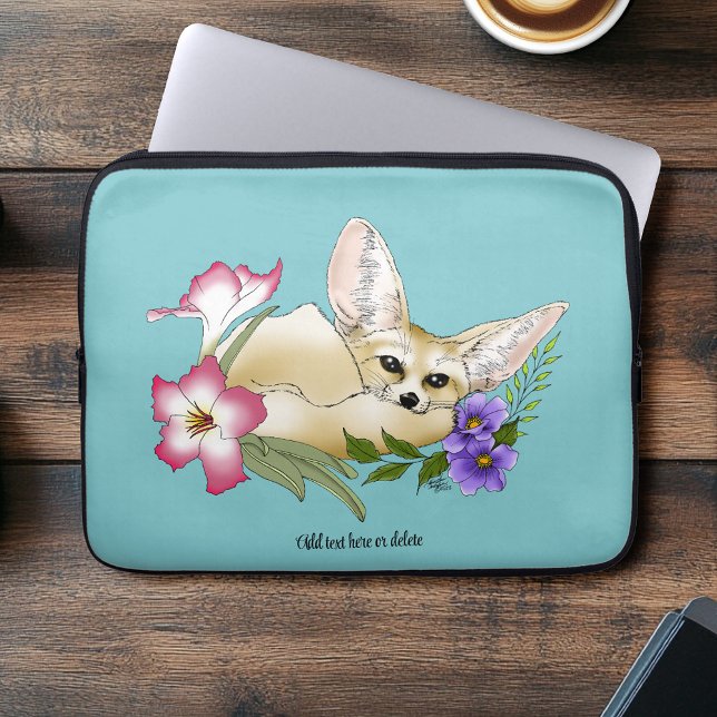 Fennec Fox Flowers Cute Laptop Sleeve (Creator Uploaded)