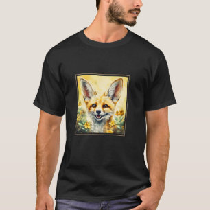 Fennec Fox Garden Flowers Painting Pet Mom Dad T-Shirt