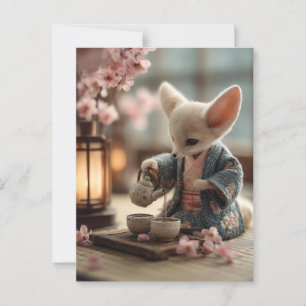 Fennec Fox in a Kimono Performing a Tea Ceremony Postcard