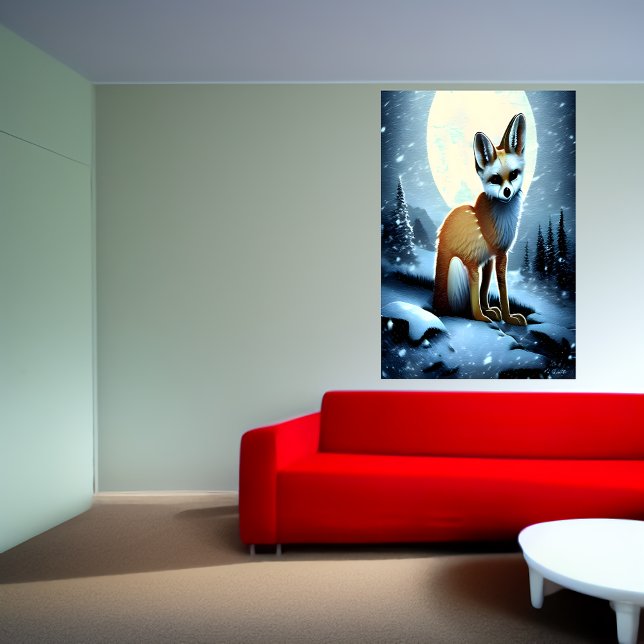 Fennec Fox in the snowy mountain | AI Art  Poster (Creator Uploaded)