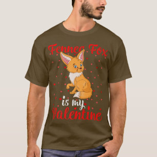 Fennec Fox Is My Valentine Hearts Love Fennec Fox T-Shirt
