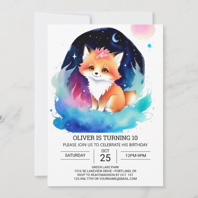 Fennec Fox Kids Birthday Bash Invitation (Front)