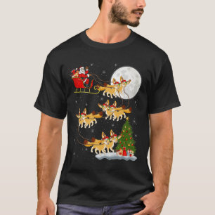 Fennec Fox Santa Sleigh Flying Funny Magical Chris T-Shirt