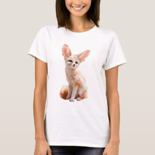 Fennec Fox Watercolor Illustration Women T-Shirt