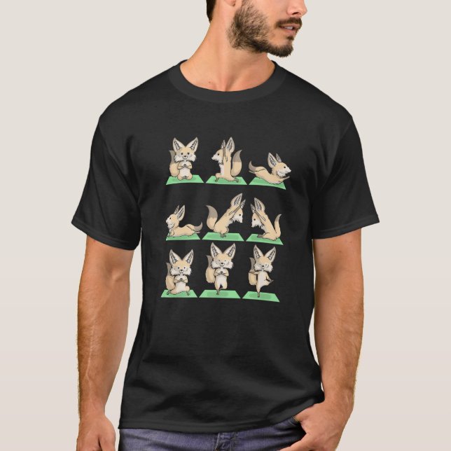 Fennec Fox Yoga Pose Zen Cute Workout Exercise Yog T-Shirt (Front)