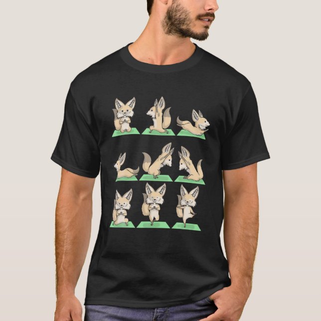 Fennec Fox Yoga Pose Zen Cute Workout Exercise Yog T-Shirt (Front)