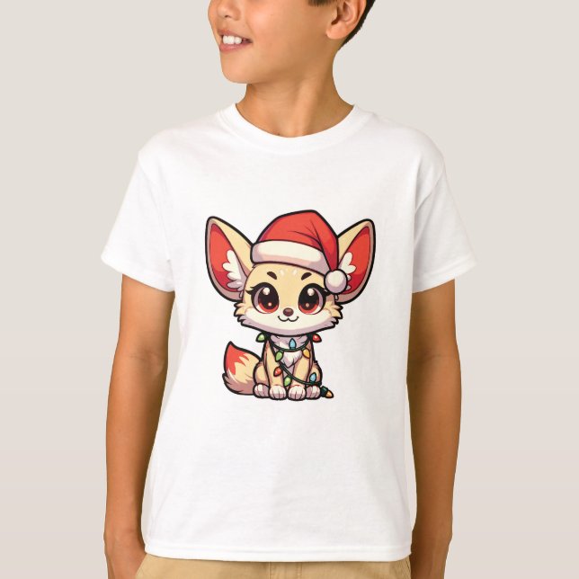 Fennec Merry Christmas Winter Animals Cute Fennecs T-Shirt (Front)