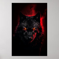 Fenrir - Black Wolf with Red Eyes
