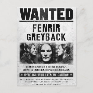 Fenrir Greyback Wanted Poster Postcard