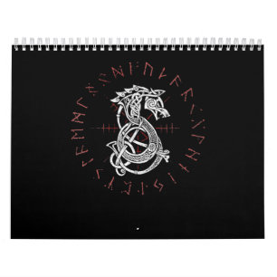 Fenrir Wolf Of Odin Celtic Norse Runes Distressed Calendar