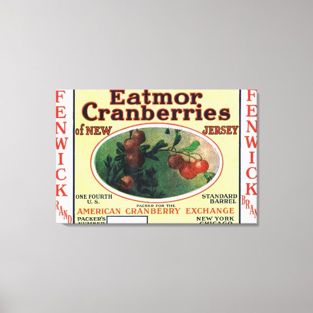 Fenwick Eatmor Cranberries Brand Label Canvas Print (Front)