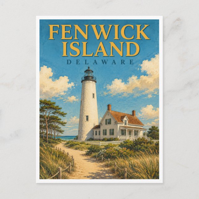 Fenwick Island Delaware Lighthouse GeoSaga Postcard (Front)