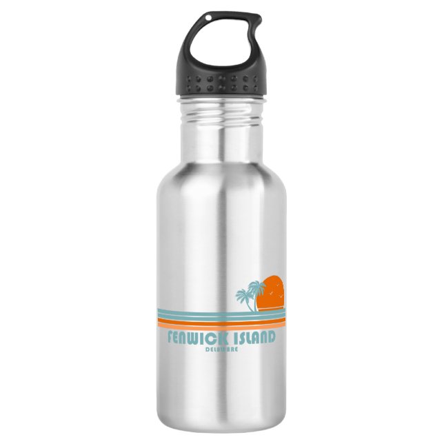Fenwick Island Delaware Sun Palm Trees 532 Ml Water Bottle (Front)