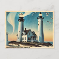 Fenwick Island Lighthouse Delaware Vintage Travel