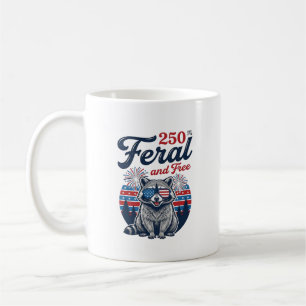 Feral 250 and Free Raccoon Patriotic Vector Design Coffee Mug
