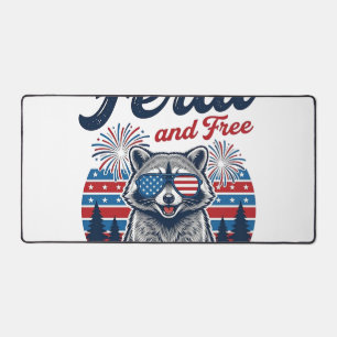 Feral 250 and Free Raccoon Patriotic Vector Design Desk Mat
