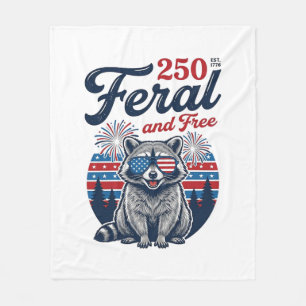 Feral 250 and Free Raccoon Patriotic Vector Design Fleece Blanket
