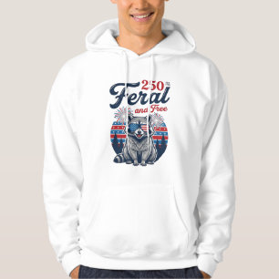 Feral 250 and Free Raccoon Patriotic Vector Design Hoodie