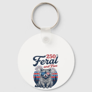 Feral 250 and Free Raccoon Patriotic Vector Design Keychain