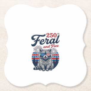 Feral 250 and Free Raccoon Patriotic Vector Design Paper Coaster