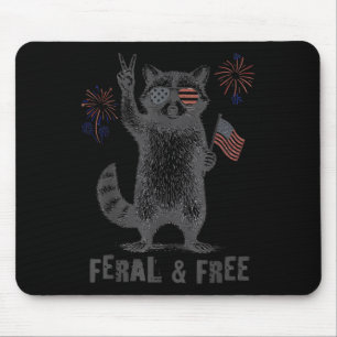 Feral & Free Funny Patriotic Racoon Feral And Mouse Pad