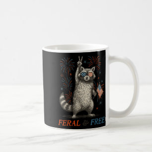 Feral & Funny 4th July Patriotic Racoon Feral Coffee Mug