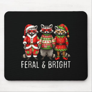 Feral And Bright Raccoon Santa Christmas Holiday T Mouse Pad