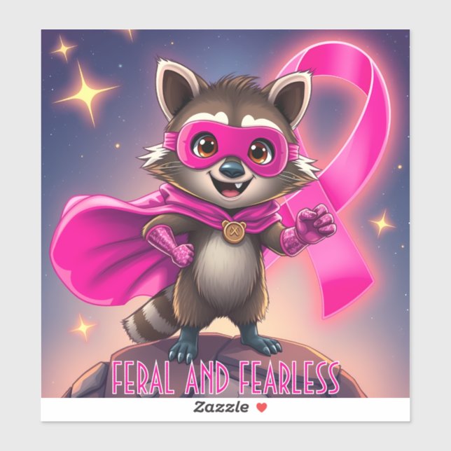 Feral and Fearless Raccoon Breast Cancer Awareness (Sheet)