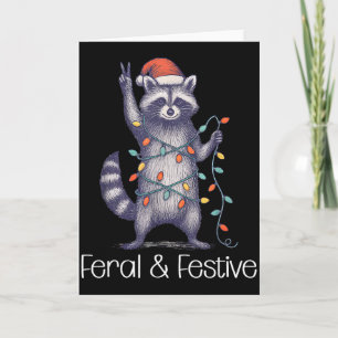 Feral And Festive Raccoon, Funny Christmas  Card