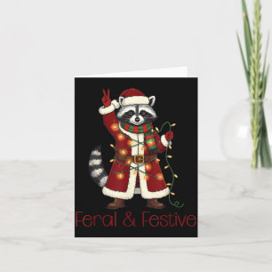 Feral And Festive Raccoon Funny Christmas  Card
