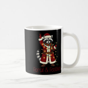 Feral And Festive Raccoon Funny Christmas Coffee Mug