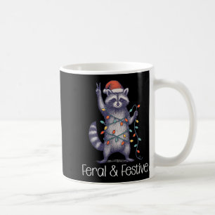Feral And Festive Raccoon, Funny Christmas Coffee Mug